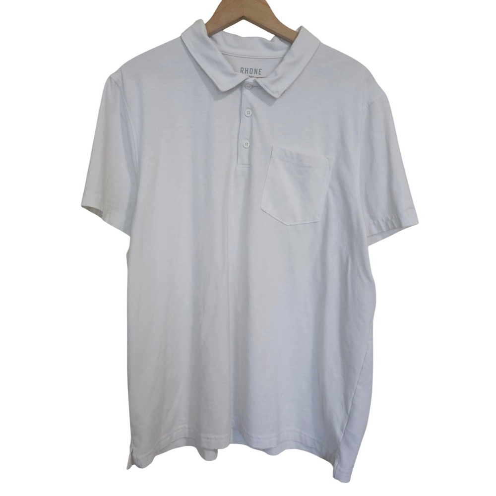 Rhone Polo Shirt Mens XXL White Short Sleeve Pocket Performance Stretch Golf